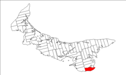 Map of Prince Edward Island highlighting Lot 63