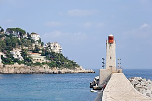 The lighthouse of Nice, on the Mediterranean c...