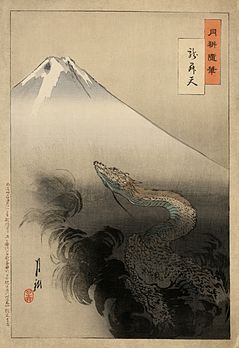 Dragon s'élevant vers les cieux, esquisse d'Ogata Gekkō appartenant au mouvement Ukiyo-e. (définition réelle 4 352 × 6 332)