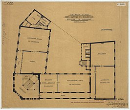 Ontwerp voor Teekenschool voor nuttige en beeldende kunsten - plattegrond eerste verdieping (1902)
