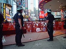 NYPD providing security at Times Square RNC 04 protest 35.jpg