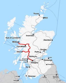 West Highland Line op de kaart