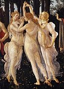 Die drei Grazien – Detail aus Primavera von Sandro Botticelli, um 1482/1487
