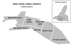 Shah Faisal Subdivision was divided into 7 Union Councils