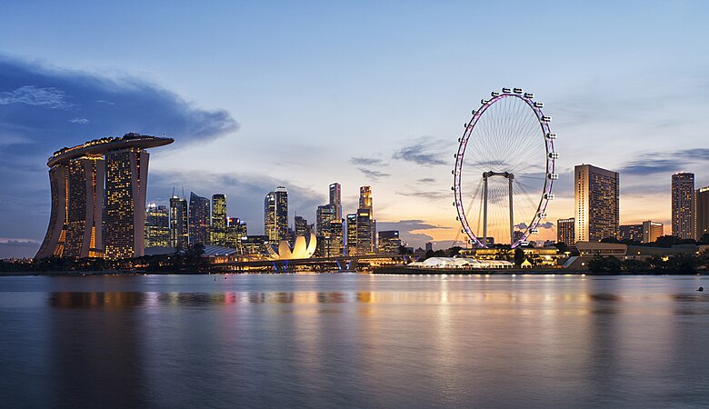 The Singapore skyline from Marina Bay.