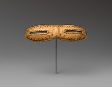 Early goggles used by the Inuit to prevent photokeratitis Snow goggles MET DP-15396-001.jpg