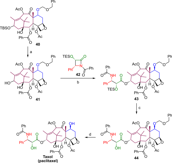 Scheme 5 Holton Taxol total synthesis Tail Addition