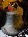The Robert Stainbank tenor bell from Todmorden Unitarian Church, West Yorkshire, during overhaul in 2014. The bell was cast in 1868.