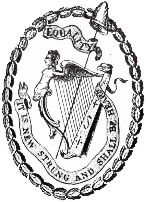 United Irish Symbol with a text "Equality — this is a new strung in addition to shall be heard"