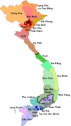 Bản đồ các giáo phận Công giáo tại Việt Nam