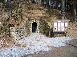 Vstup do štoly Halíře na jihovýchodním úpatí stejnojmenného kopce