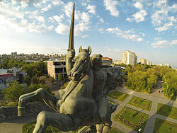 The district of Nor Nork seen from the statue of Hayk Bzhishkyan