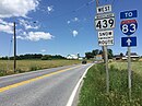 View west from the east end of MD 439 at MD 23 in Shawsville