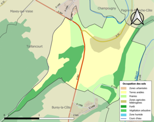 Carte en couleurs présentant l'occupation des sols.