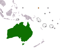 AustraliaとFederated States of Micronesiaの位置を示した地図