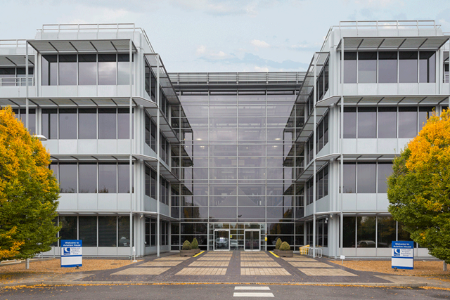 Photo of the front entrance to Aviation House at Gatwick