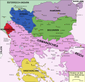Melnkalnes Karaliste (sarkanā krāsā) pirms Pirmā Balkānu kara