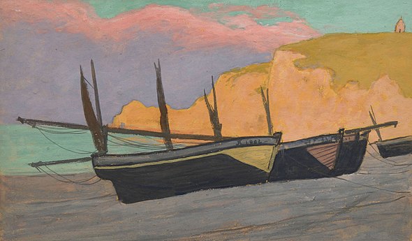 Jean Francis Auburtin, Barche a Etretat (1930)