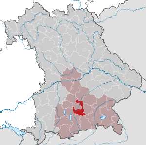 バイエルン州におけるミュンヘン郡の位置