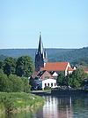 Blick von Süden auf Hafen und Kirche von Bodenfelde