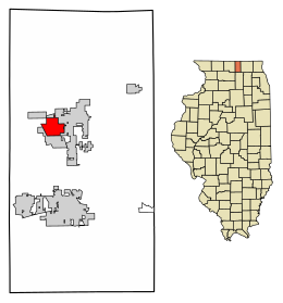 Location of Candlewick Lake in Boone County, Illinois.
