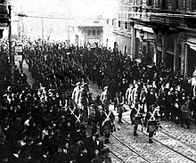 British occupation troops marching in Istanbul's Pera (Beyoglu) quarter British occupation troops marching in Beyoglu.jpg
