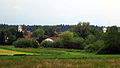 Blick auf Buchendorf mit Kirch- und Wasserturm