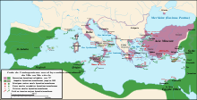 Carte montrant l'antagonisme navale romano-musulman du VIIe au XIe siècle