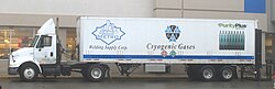 Cryogenic gases delivery truck at a supermarket, Ypsilanti, Michigan Cryogenic Gases Delivery Truck Ypsilanti Michigan.JPG