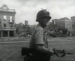 A Dutch soldier on patrol during the riots