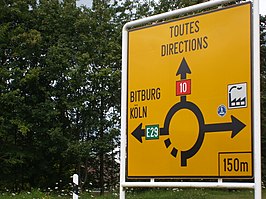 E29-bord nabij Echternach in Luxemburg