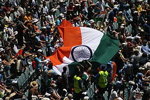 Fans wave the Indian flag during a match again...