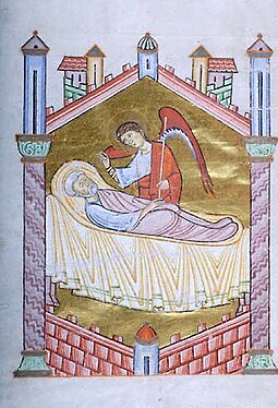 Évangéliaire de Saint-Pierre de Salzbourg, Morgan Library : le songe de Joseph le charpentier
