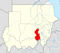 Kostiの位置（スーダン内）