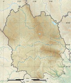 Mapa konturowa Lozère, w centrum znajduje się punkt z opisem „Mende”