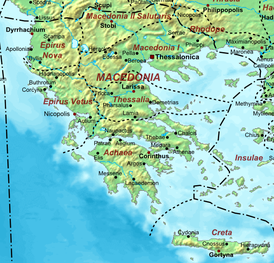 Карта диоцеза Македония, V век
