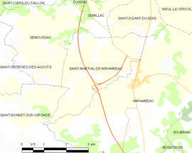 Mapa obce Saint-Martial-de-Mirambeau