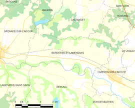 Mapa obce Bordères-et-Lamensans