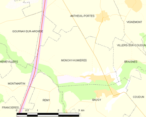 Poziția localității Monchy-Humières