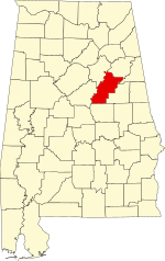 Map of Alabama highlighting Talladega County.svg