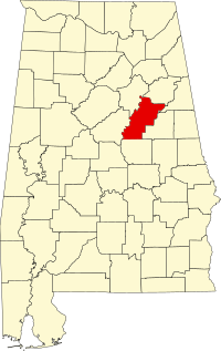 Locatie van Talladega County in Alabama