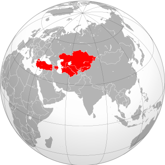 Map highlighting present-day Turkic countries