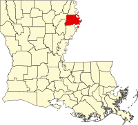 Map of Luizijana highlighting Madison Parish