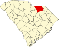 Map of Južna Karolina highlighting Chesterfield County