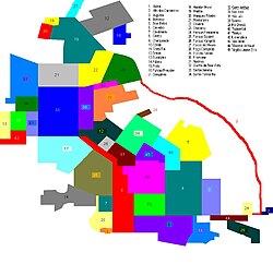 Schematische Verteilung benannter Stadtviertel (bairros)