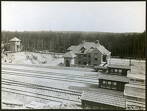 Stationen under uppbyggnad 1919.