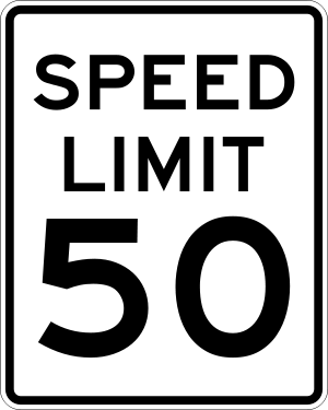 United States speed limit sign in miles per hour