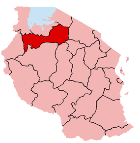 Harta regiunii Shinyanga în cadrul Tanzaniei