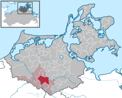 Elhelyezkedése Mecklenburg-Elő-Pomeránia térképén