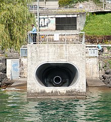 La vanne de l'éjecteur de vidange d'urgence sur le Lac Léman, à Veytaux